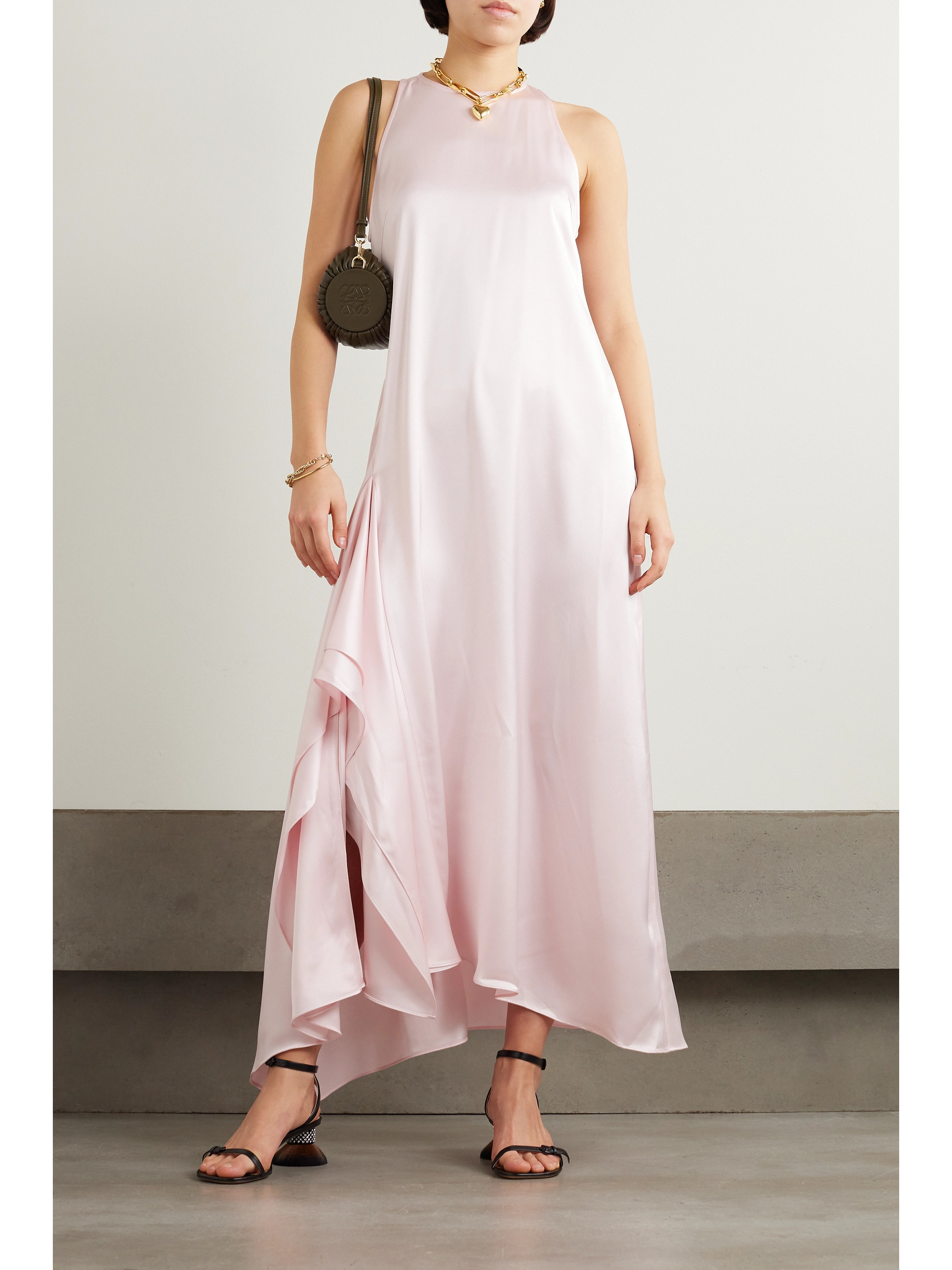 Jw Anderson Asymmetric draped duchesse-satin maxi dress