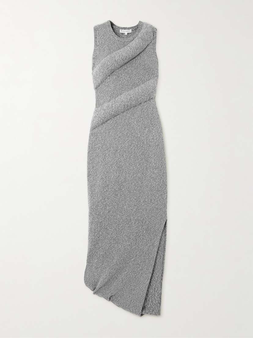 JW Anderson Asymmetric Padded Lyocell And Wool-blend Maxi Dress - x large