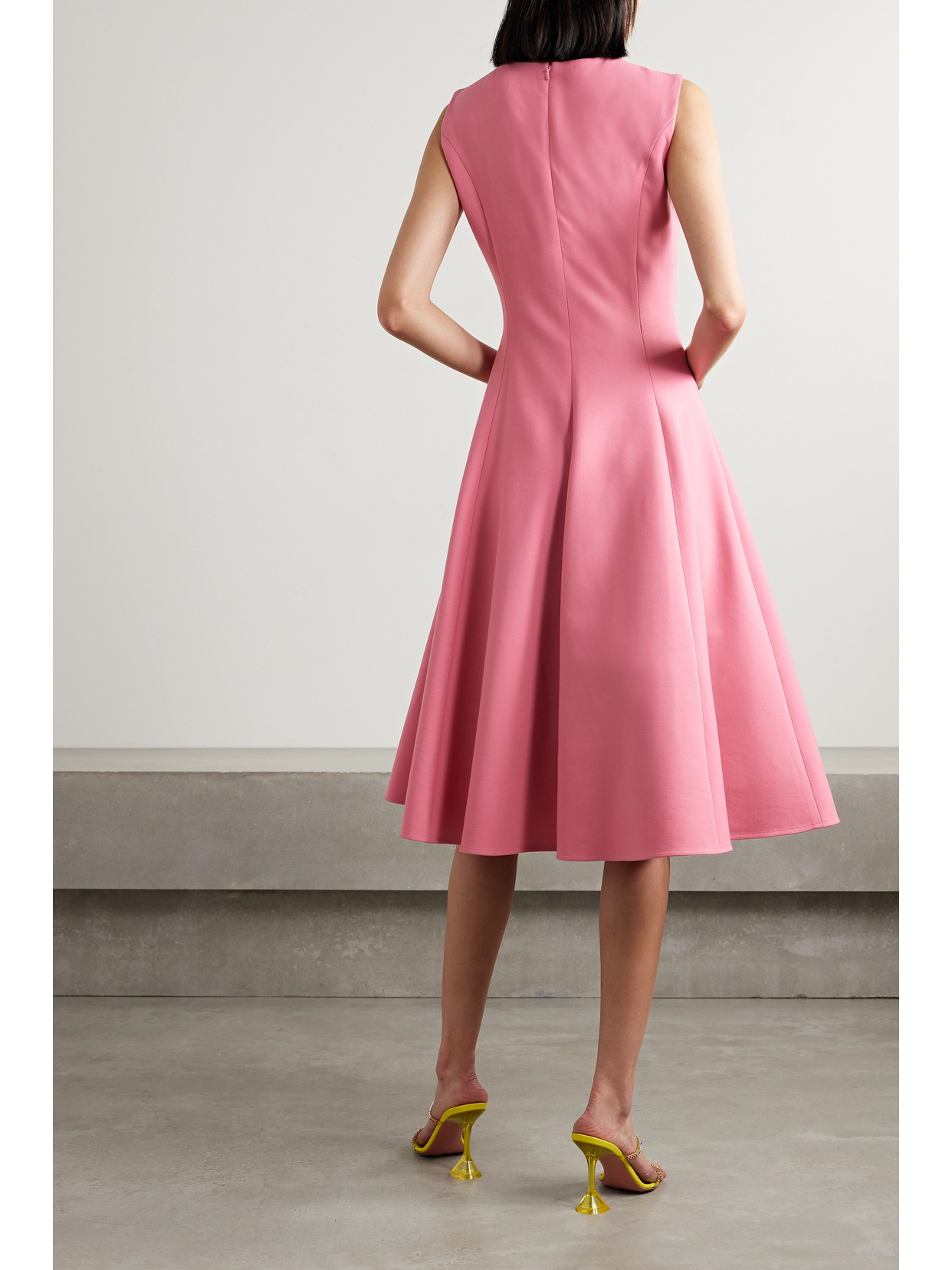 Oscar De La Renta Camellia Threadwork Midi Dress In Pink
