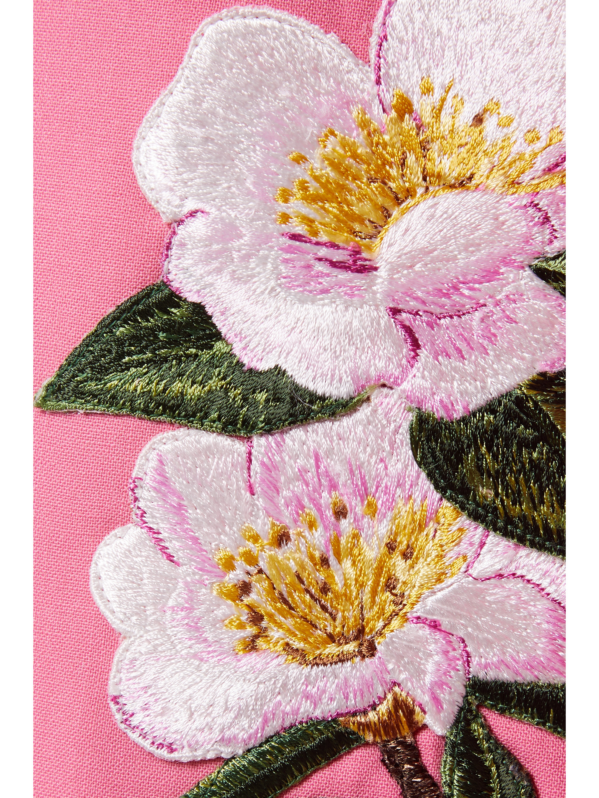 Oscar de la Renta Camellia appliquéd wool-blend crepe midi dress