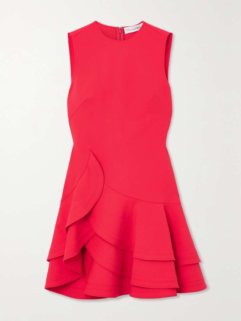 Oscar de la Renta Ruffled Wool-blend Crepe Mini Dress