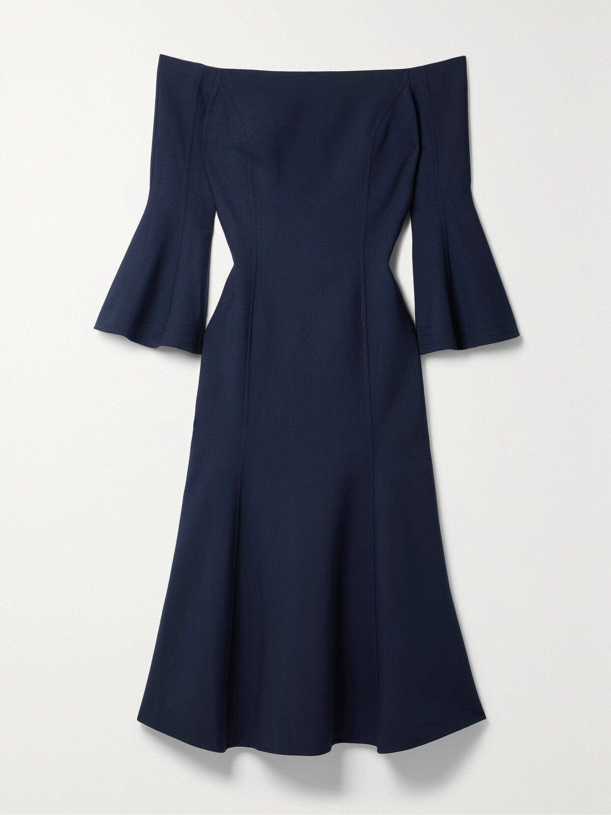 Oscar de la Renta - Off-the-shoulder Wool-blend Midi Dress - Blue