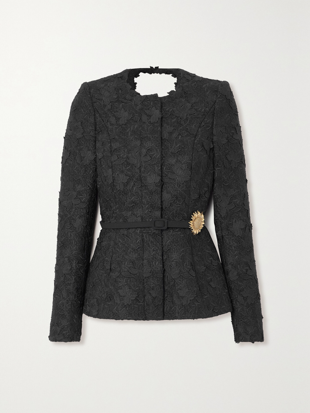 Oscar De La Renta Embellished Lace Jacket In Black