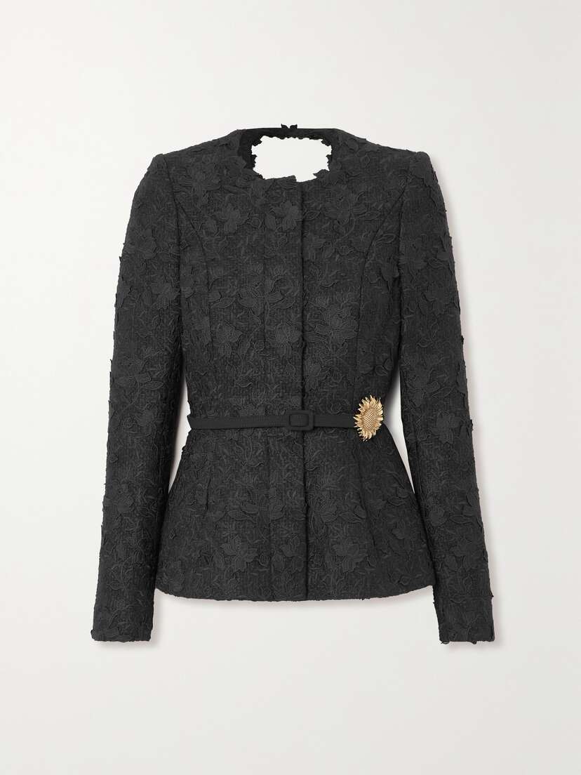 Oscar de la Renta Embellished Lace Jacket