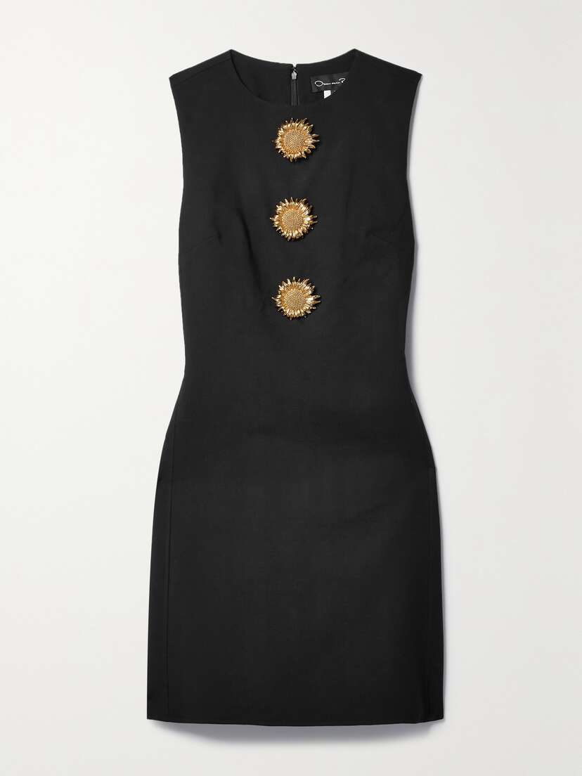 Oscar de la Renta Embellished Wool-blend Mini Dress