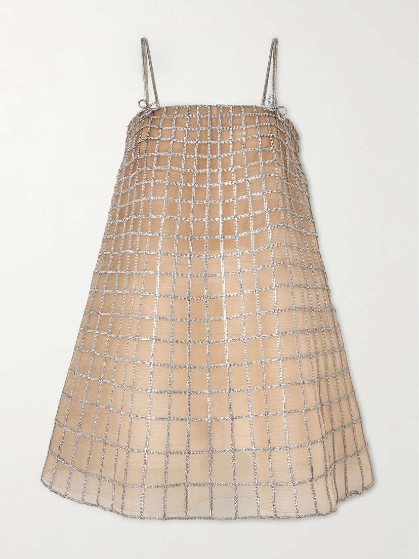 Oscar de la Renta Crystal-embellished Tulle Mini Dress