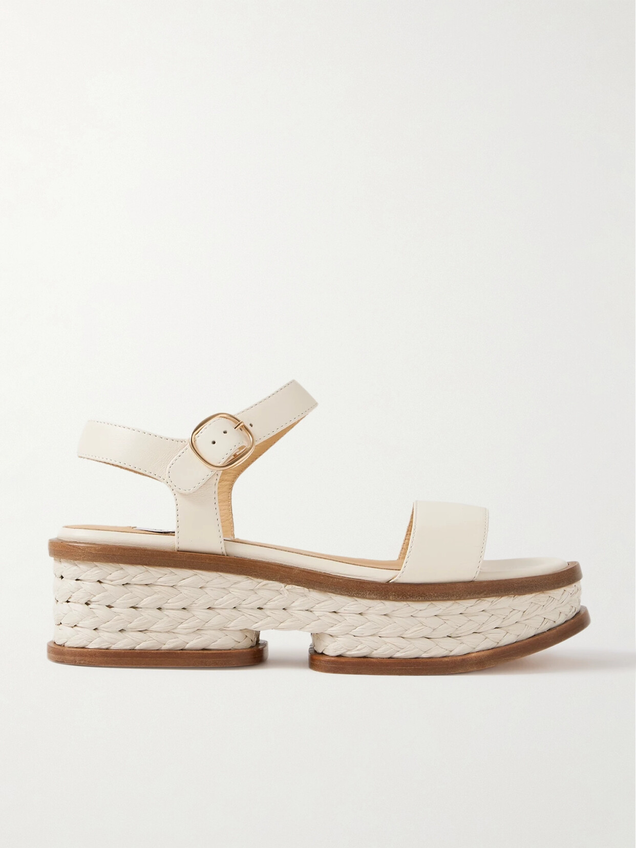 Gabriela Hearst - Michael Raffia-trimmed Leather Sandals - Cream