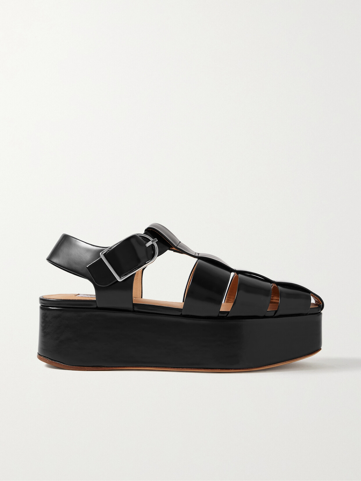 Shop Gabriela Hearst Mila Leather Platform Sandals In Black