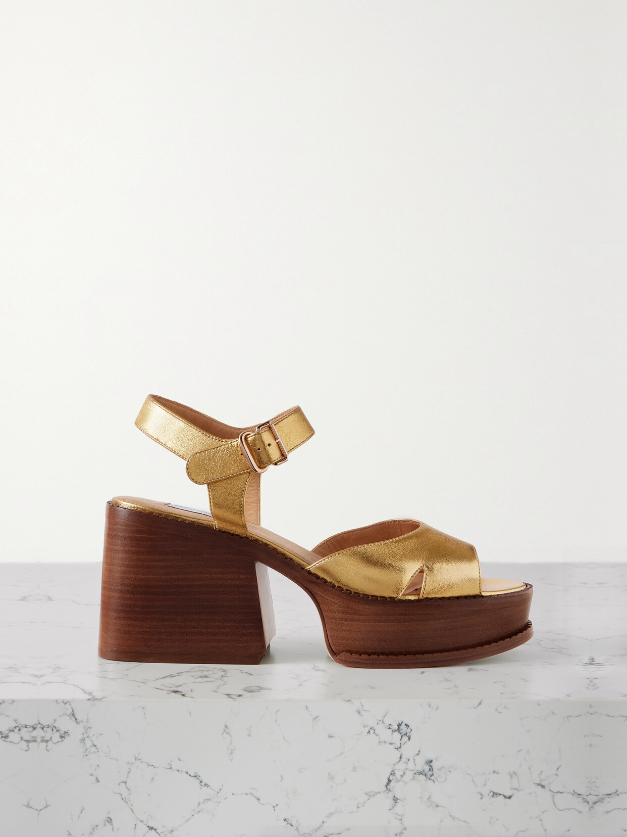 Gabriela Hearst Zuri Platform Leather Sandals - Gold