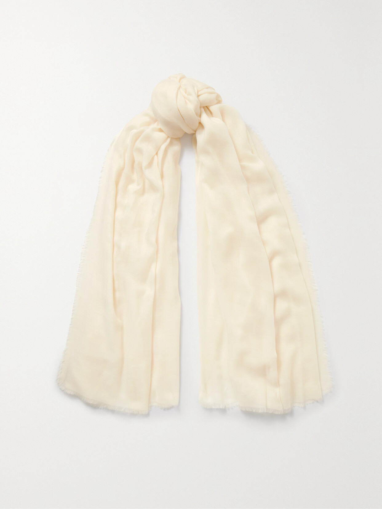 Gabriela Hearst Enya Frayed Cashmere-twill Scarf In Ivory