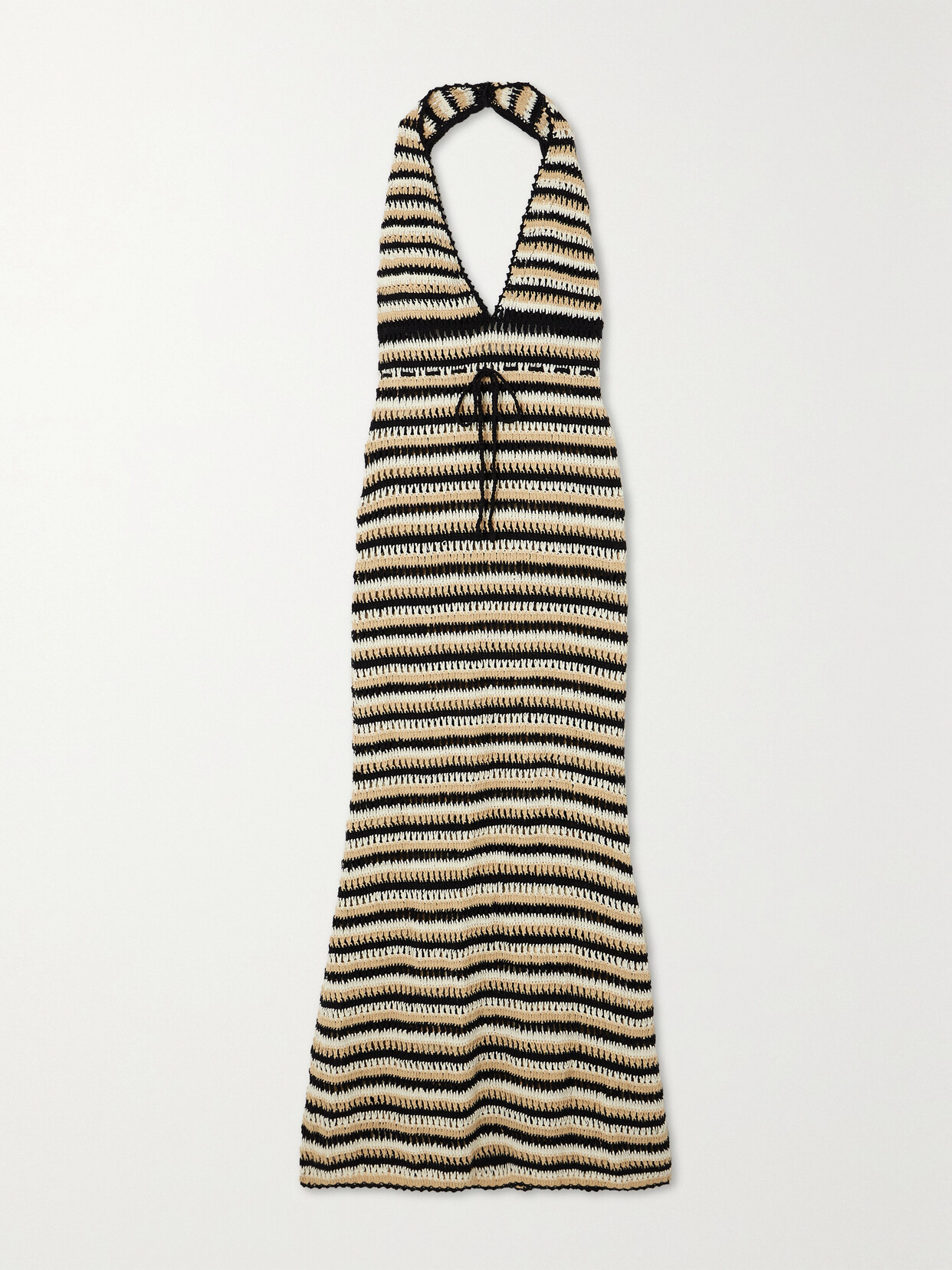 Faithfull The Brand + Net Sustain Torcello Striped Crocheted Cotton Maxi Dress - Brown