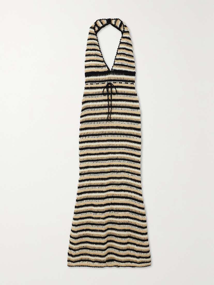 Faithfull + Net Sustain Torcello Striped Crocheted Cotton Maxi Dress