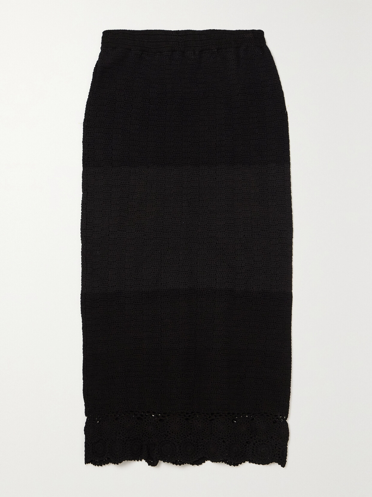 Faithfull The Brand + Net Sustain Lula Crocheted Cotton Midi Skirt In Black