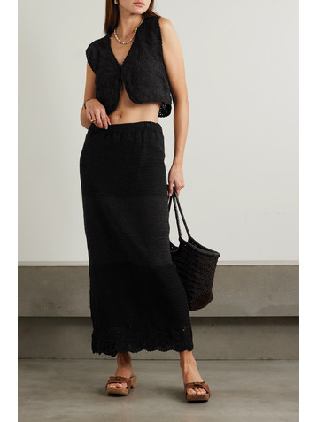 Faithfull + NET SUSTAIN Lula crocheted cotton midi skirt