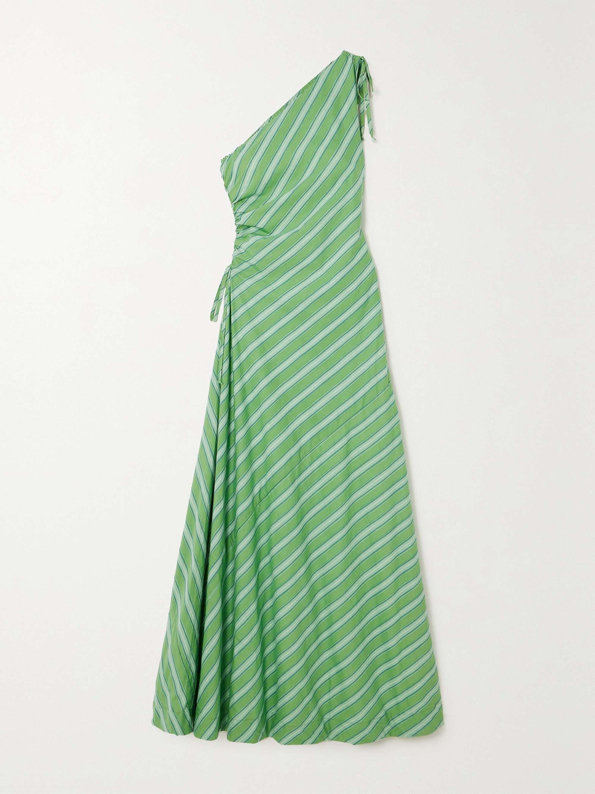 NET SUSTAIN Laureles one shoulder striped organic cotton poplin maxi dress