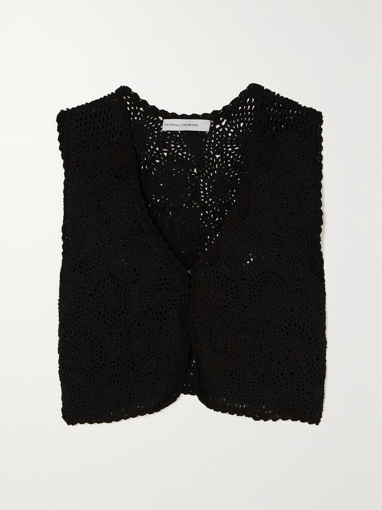 Faithfull The Brand + Net Sustain Alejandreas Crocheted Cotton Vest In Black