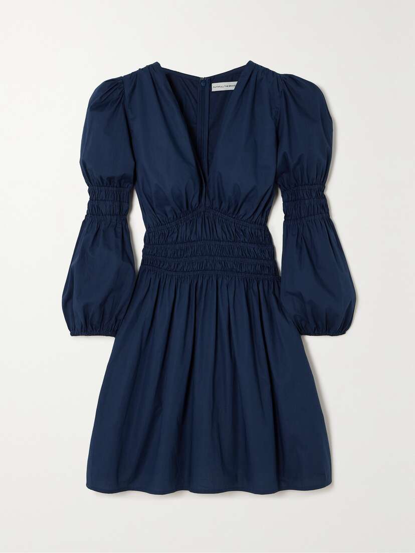 Faithfull + Net Sustain Noria Smocked Organic Cotton-poplin Mini Dress - - xx large