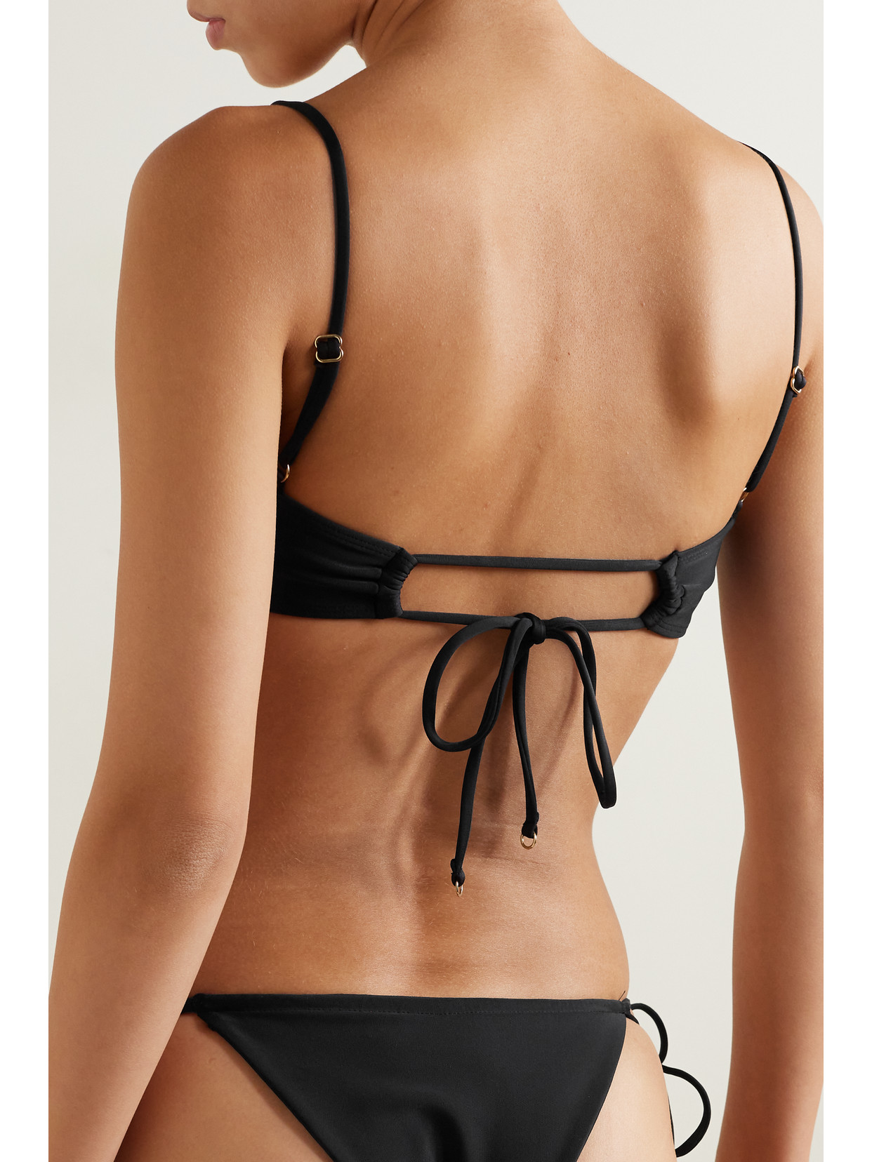 Faithfull The Brand + Net Sustain Baja Ruched Stretch-econyl® Bikini Top In Black