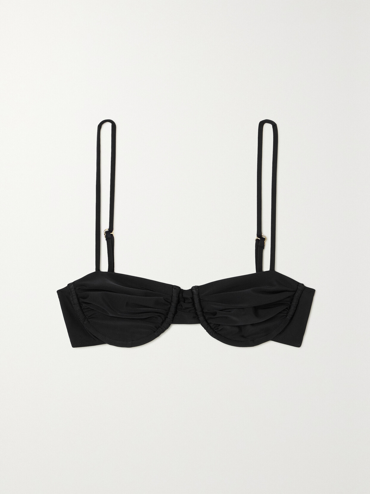 Faithfull The Brand + Net Sustain Baja Ruched Stretch-econyl® Bikini Top In Black