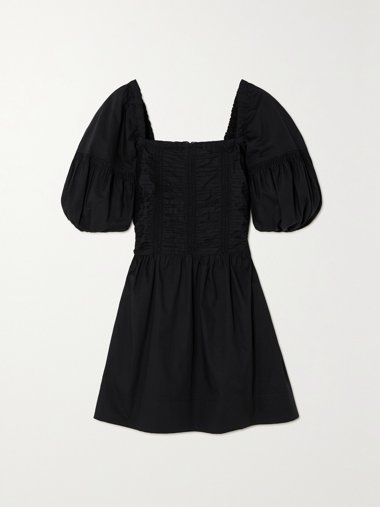 Faithfull The Brand + Net Sustain Belladonna Smocked Organic Cotton-poplin Mini Dress In Black