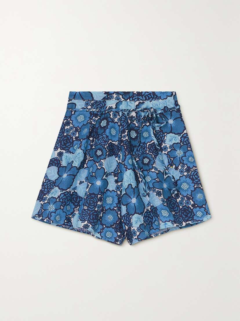 Faithfull + Net Sustain Felia Rope-trimmed Floral-print Linen Shorts