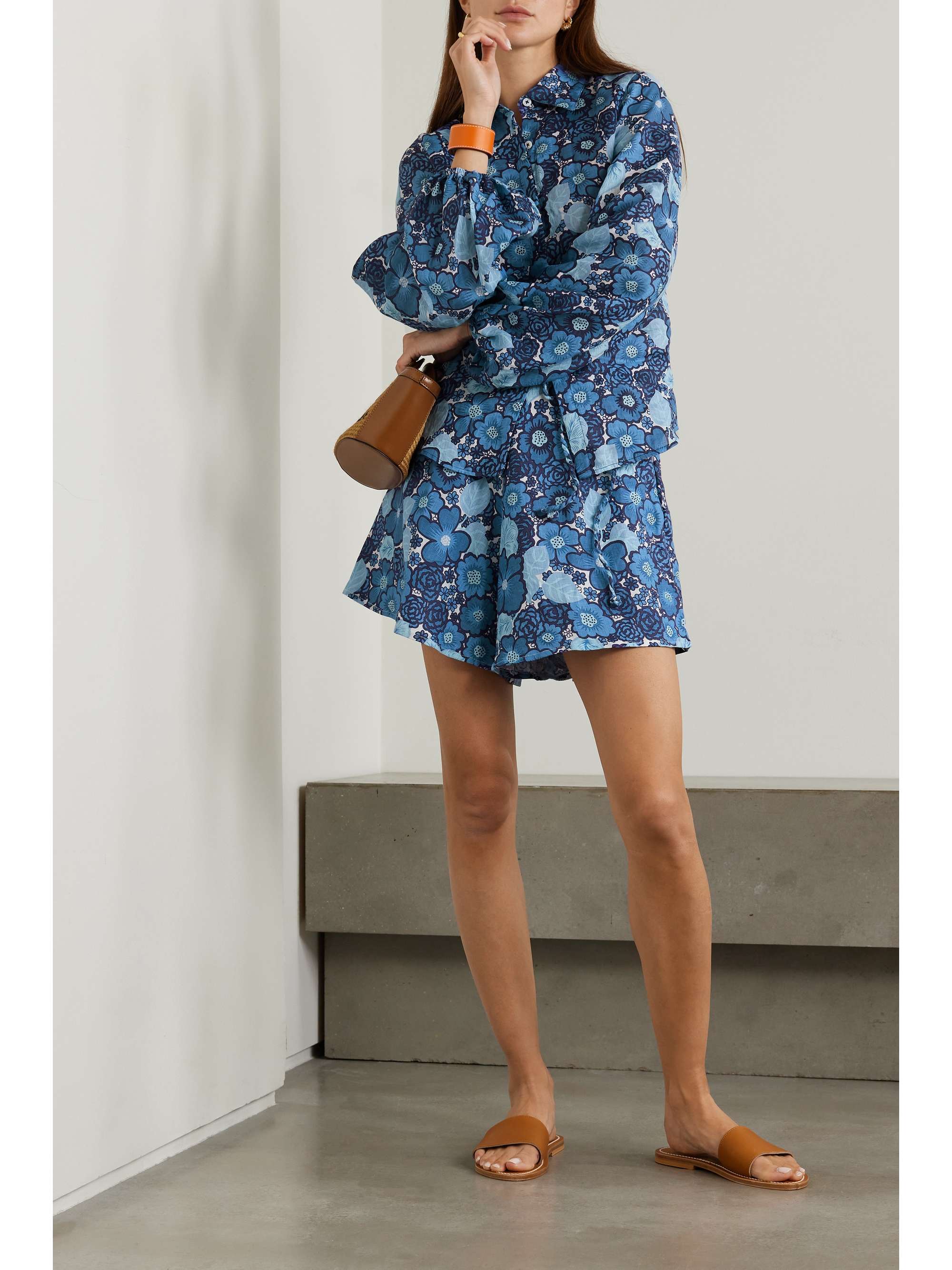 Faithfull The Brand's boxy 'Felia' shorts have been made locally in Indonesia. They're cut from airy certified linen printed with wallpaper blooms and threaded with nautical rope ties at the high-rise waist that'll complement a pair of espadrilles.