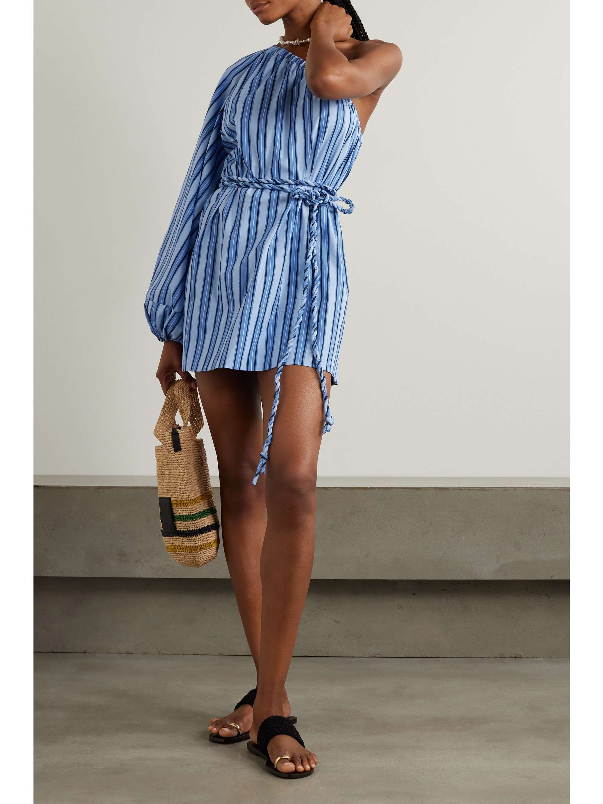 FAITHFULL THE BRAND CALIA MINI DRESS AKAIA STRIPE BLUE