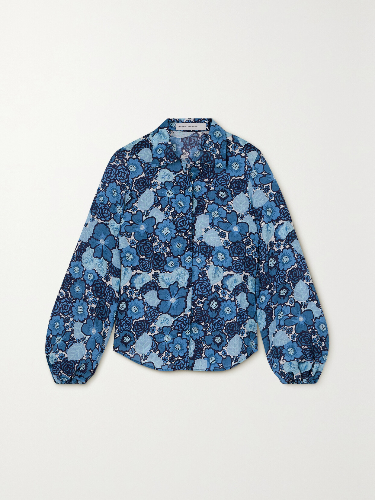 Faithfull The Brand + Net Sustain Las Brisas Floral-print Linen Shirt In Blue