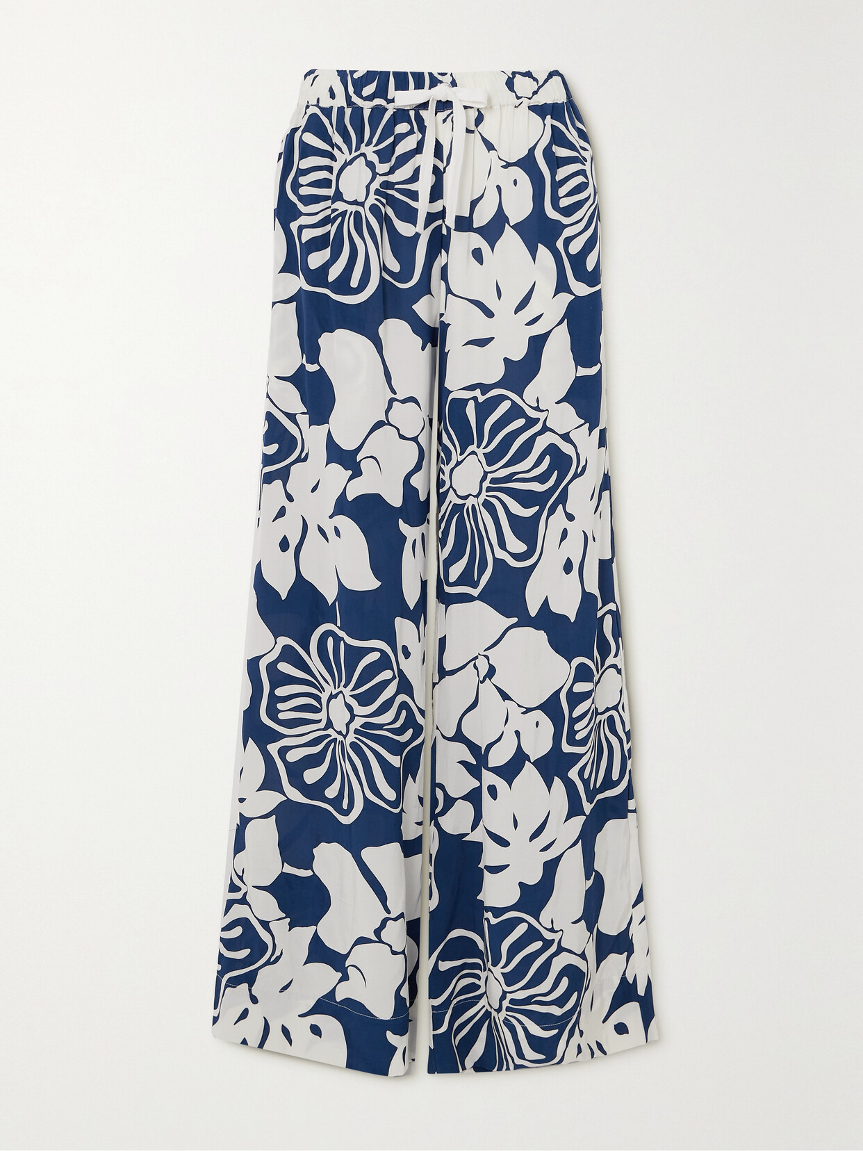 Faithfull The Brand + Net Sustain Kartika Floral-print Woven Wide-leg Pants In Navy Floral