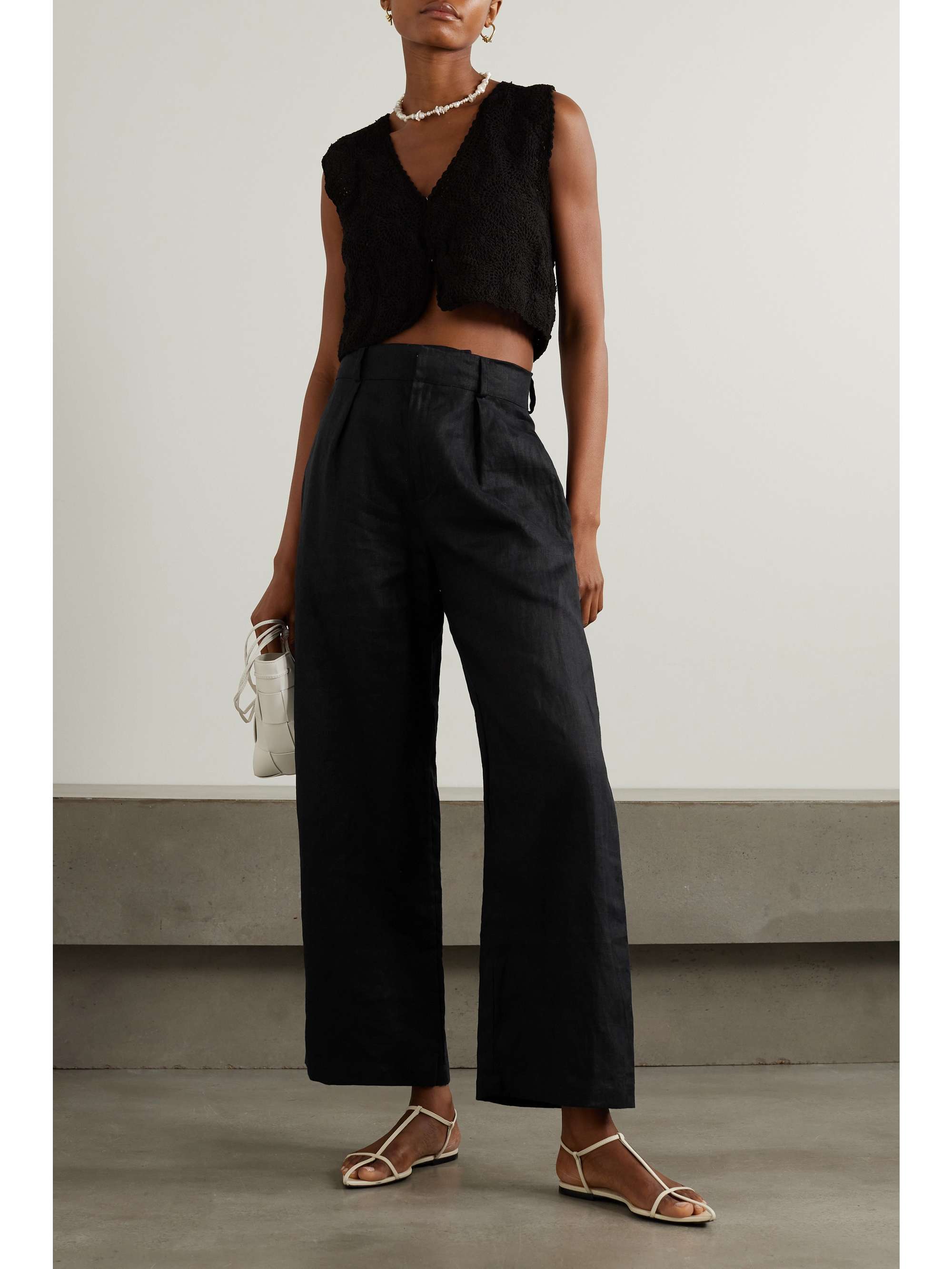 + NET SUSTAIN Ida straight-leg linen wide-leg pants