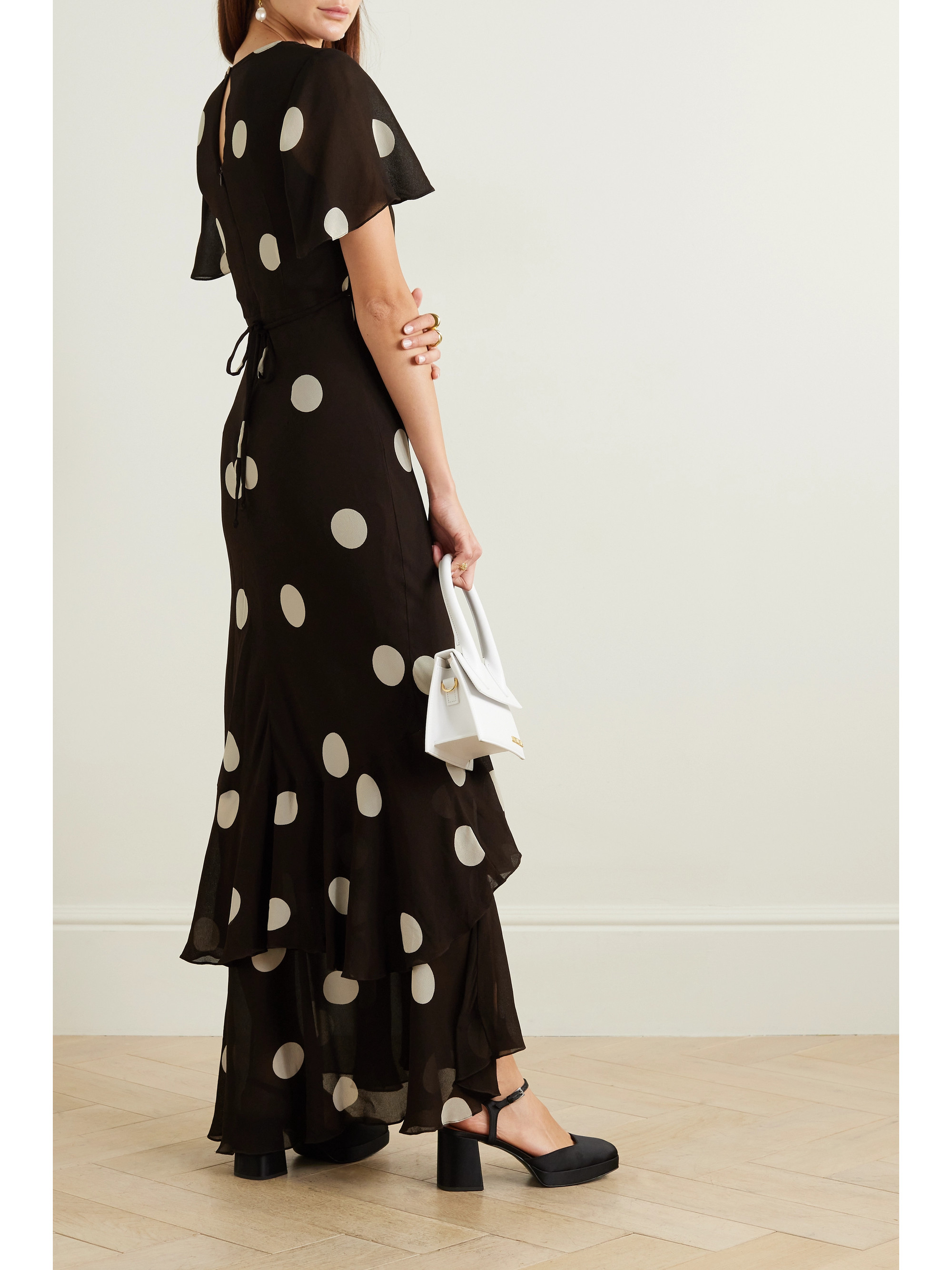 faithfull the brand green polka dot dress Elodie Bias Maxi Slip Dress In Olive Green Polka Dots 8 main image 0