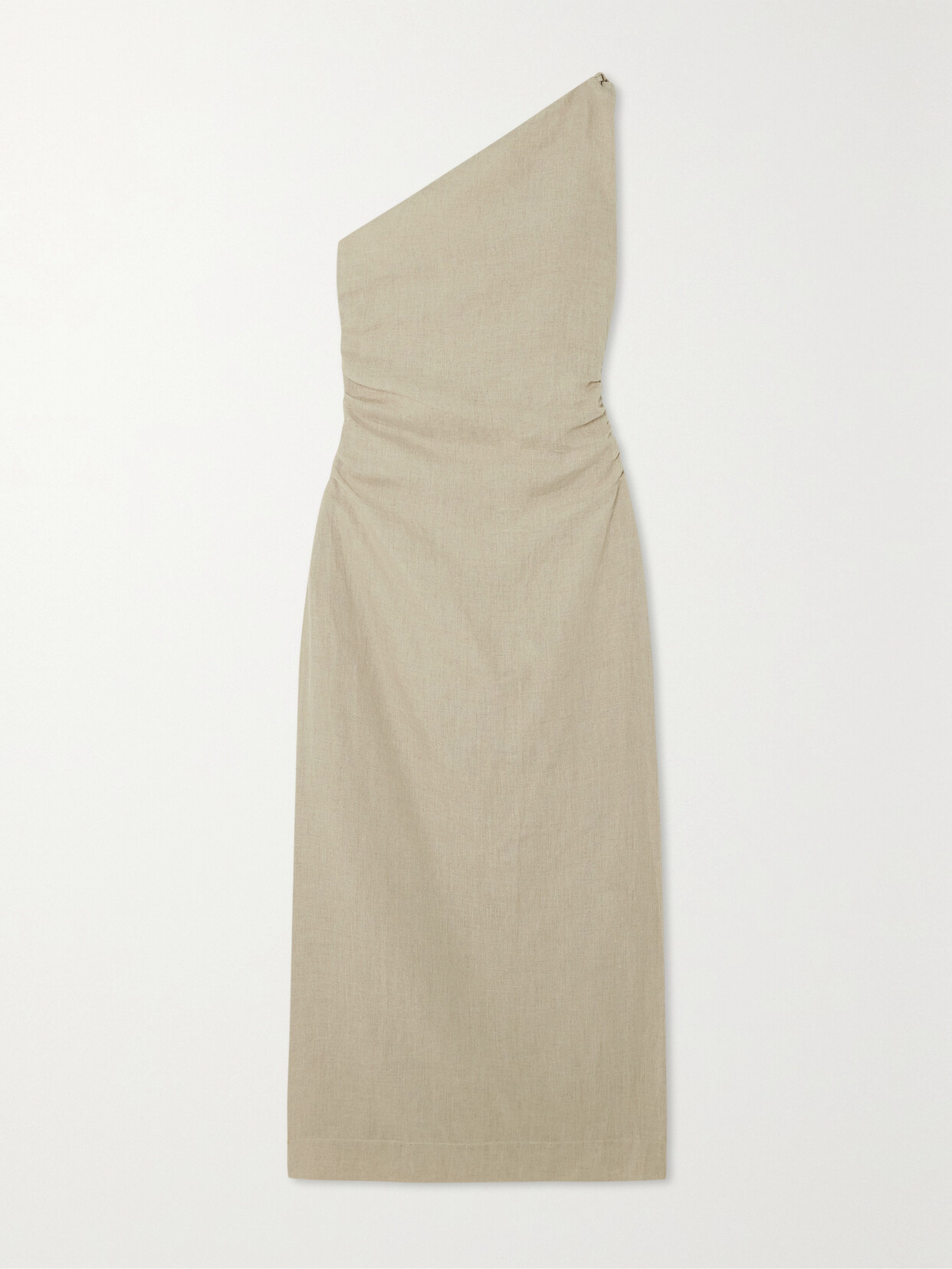 Faithfull The Brand + Net Sustain Jomana One-shoulder Ruched Linen Maxi Dress In Neutrals