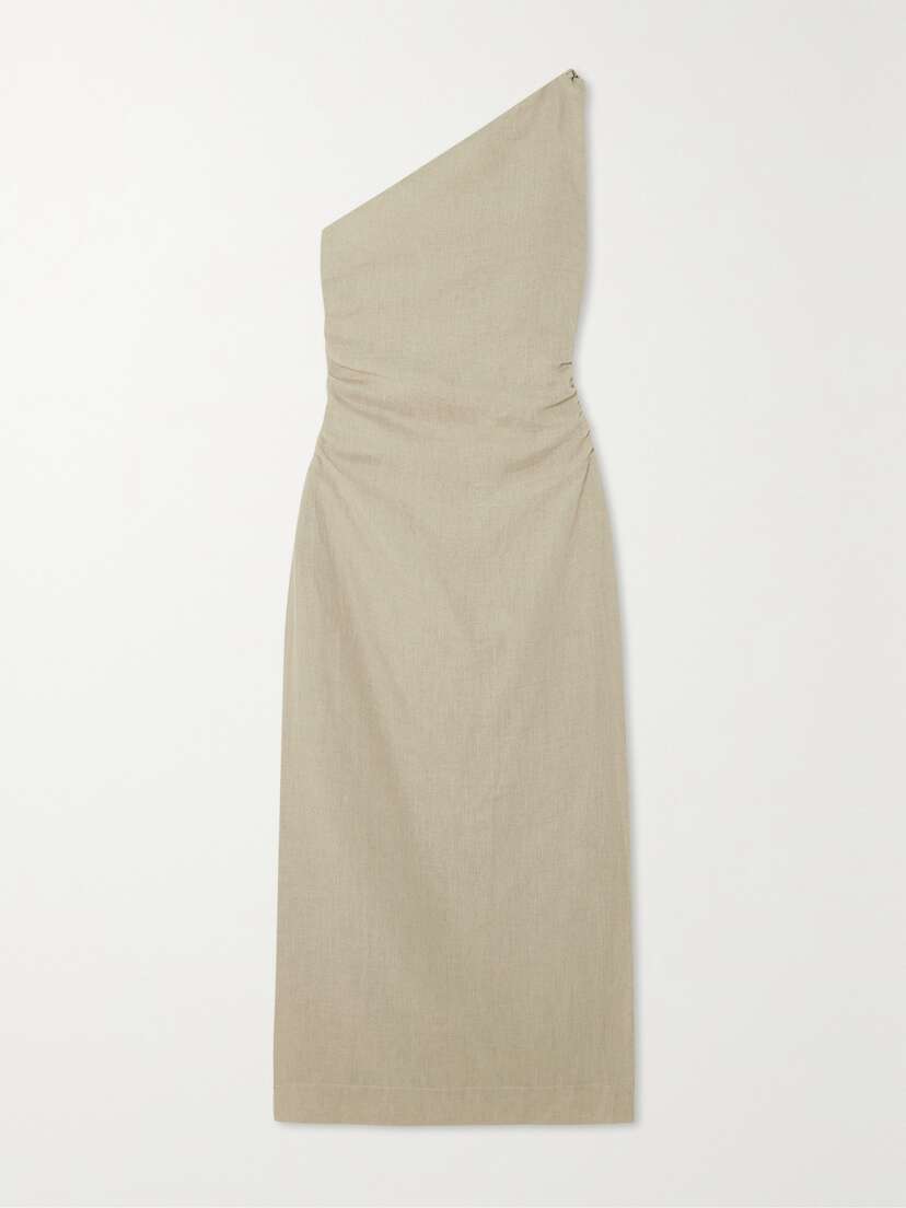 Faithfull + Net Sustain Jomana One-shoulder Ruched Linen Maxi Dress - xx large