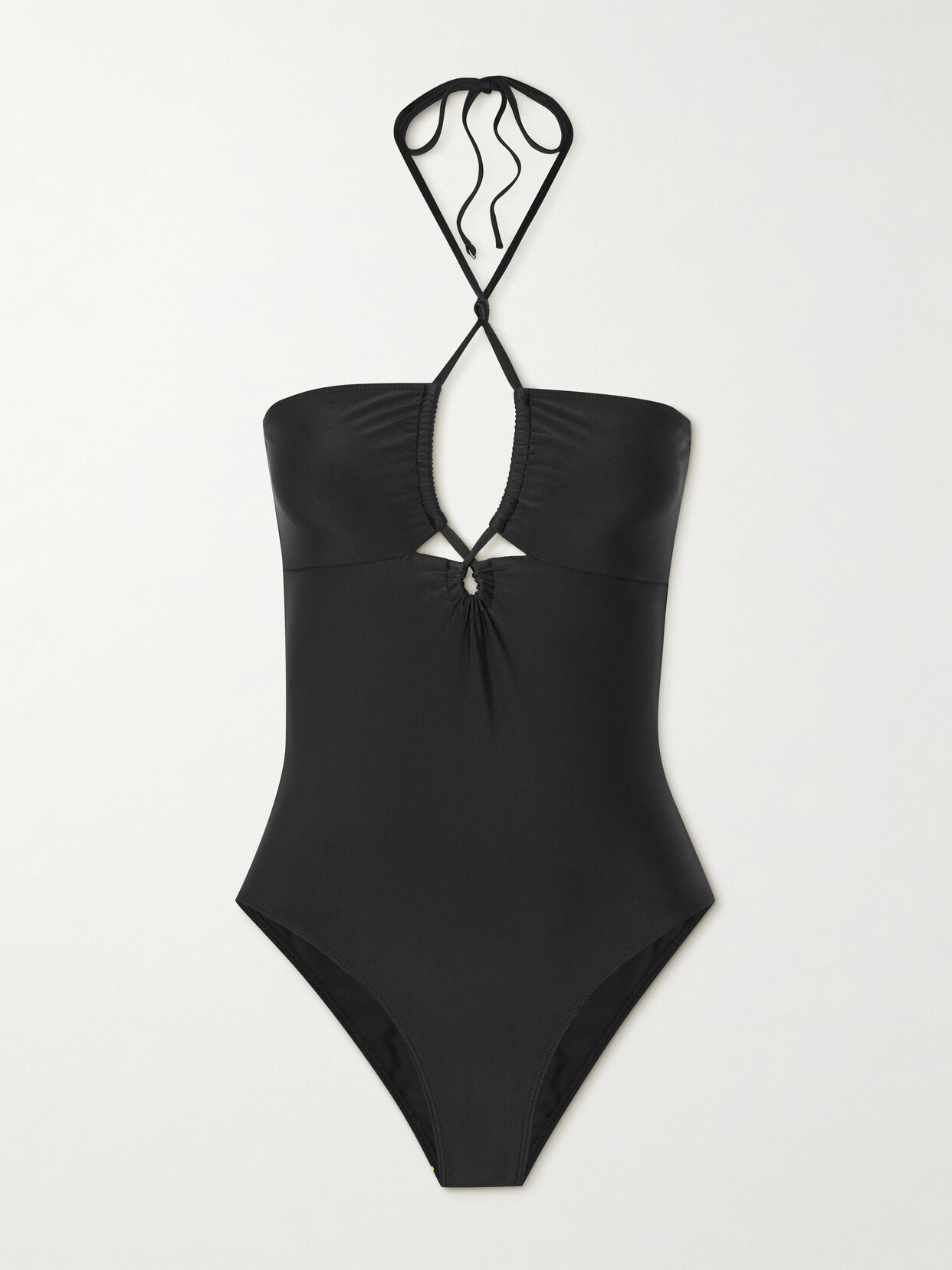 Faithfull The Brand + Net Sustain Ola Cutout Stretch-econyl® Halterneck Swimsuit In Black