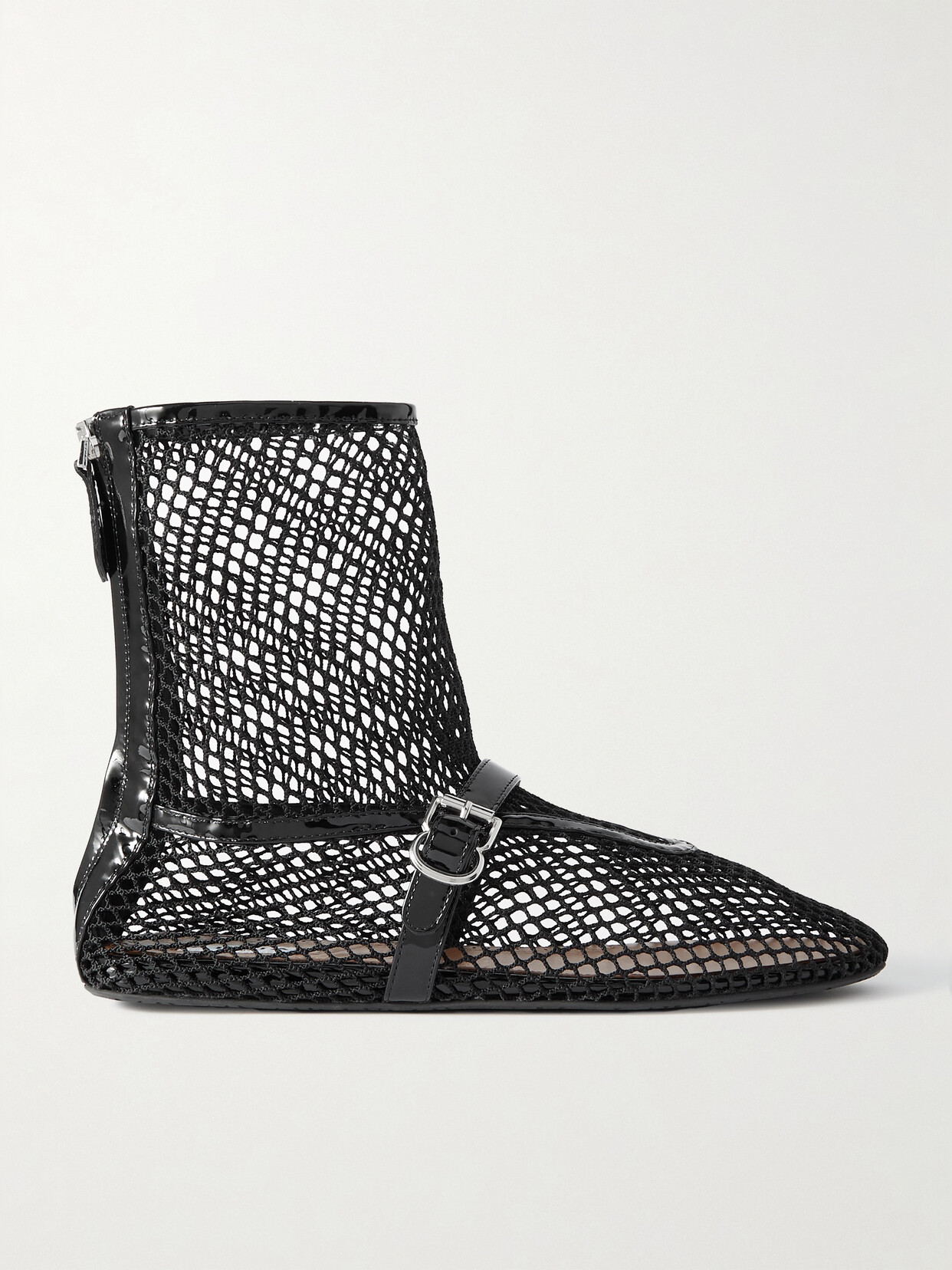 Alaïa High Ballerinas Mesh Leather Flats In Black