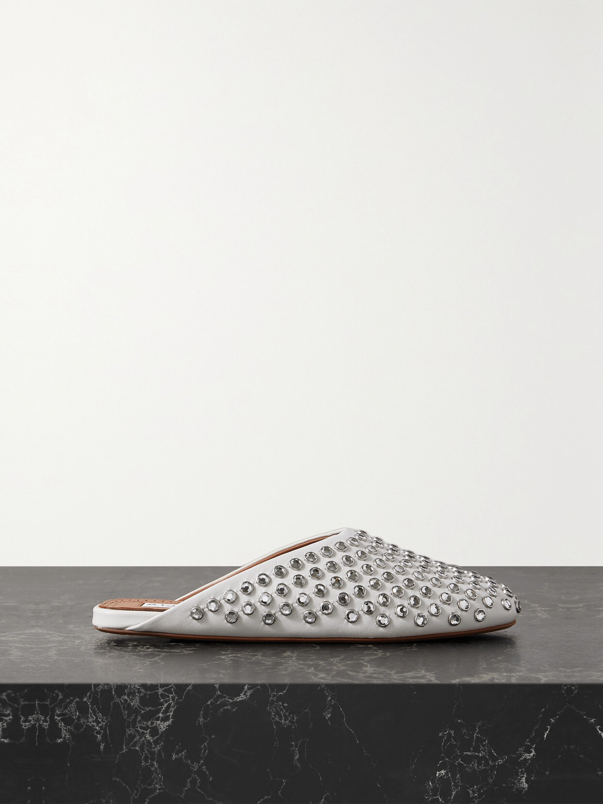 Alaïa Crystal-embellished Leather Mules