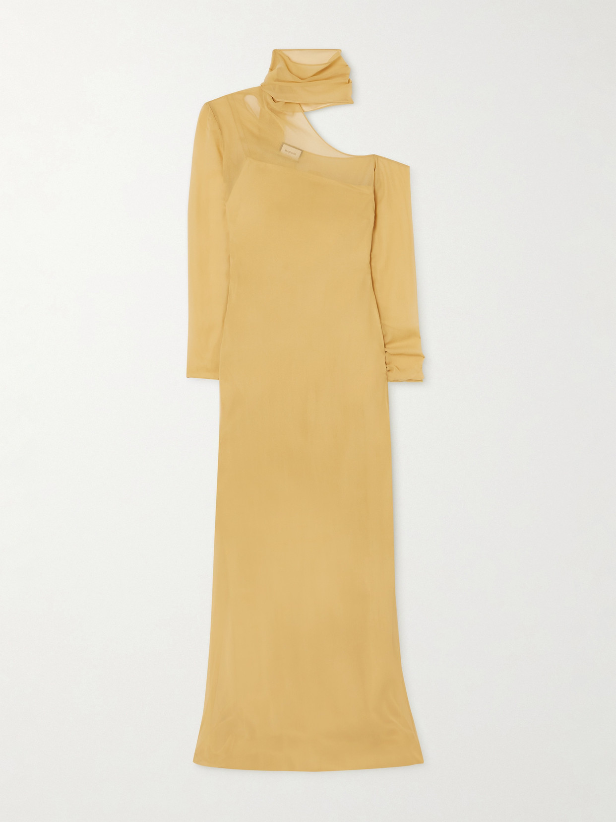 Beare Park Tie-detailed Asymmetric Silk Maxi Dress In Gold