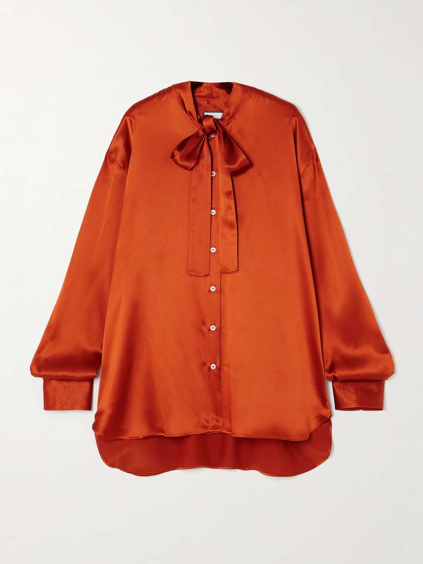 BEARE PARK Oversized Pussy-bow Silk-satin Blouse