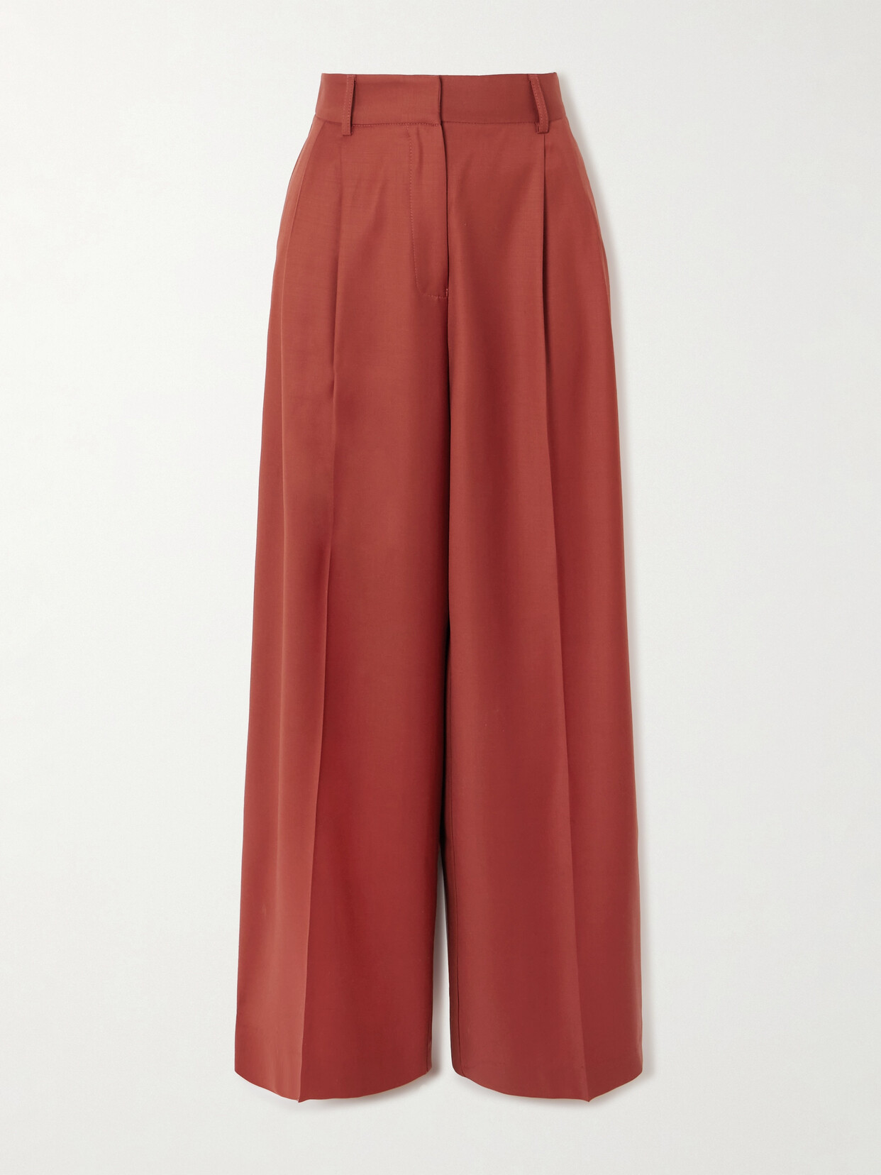 Beare Park Pleated Wool-twill Wide-leg Pants In Metallic