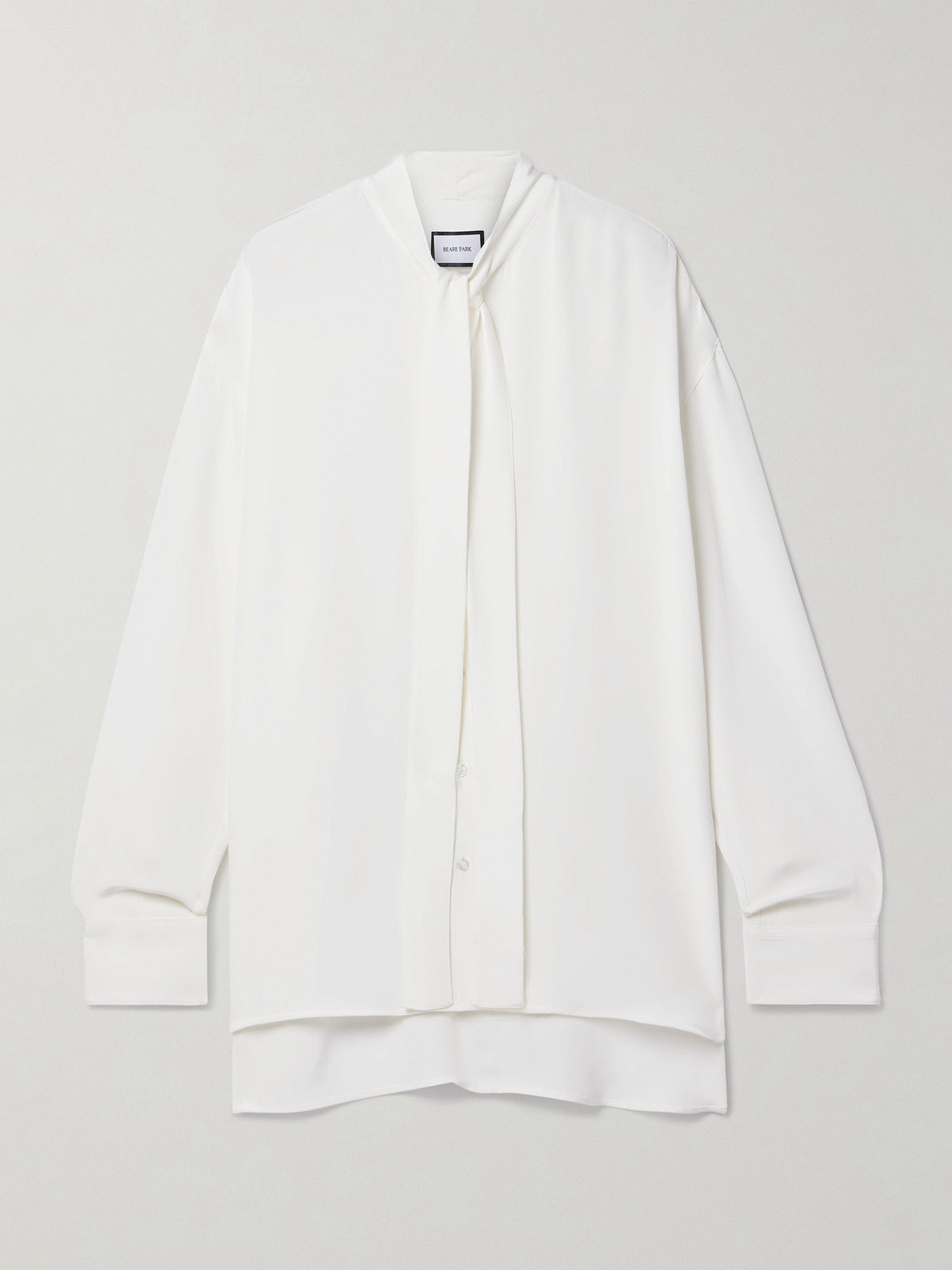 BEARE PARK - Oversized Tie-neck Silk-crepe Blouse - Ivory