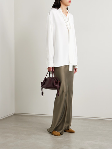 BEARE PARK Oversized tie-neck silk-crepe blouse