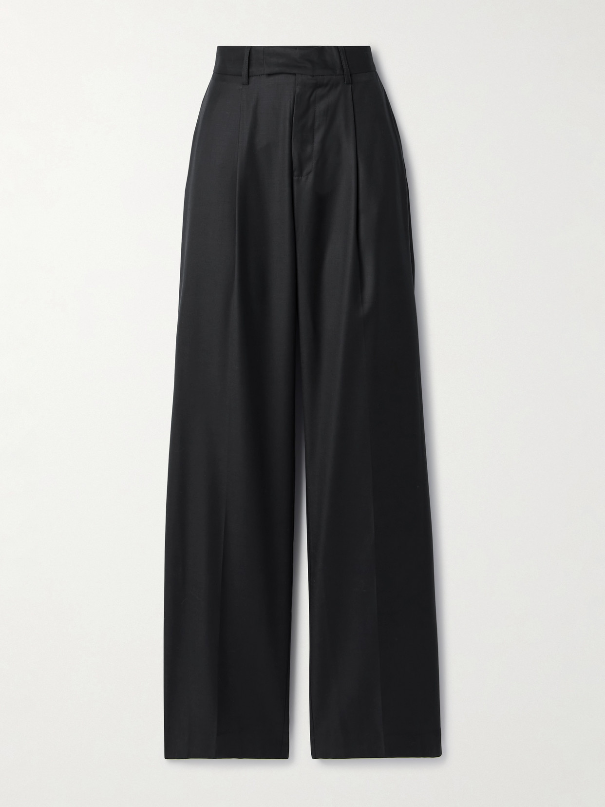 Beare Park Pleated Wool-twill Wide-leg Pants In Black