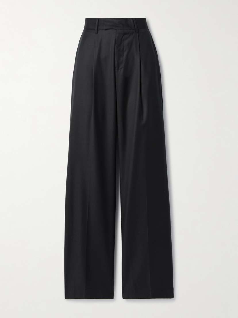 BEARE PARK Pleated Wool-twill Wide-leg Pants