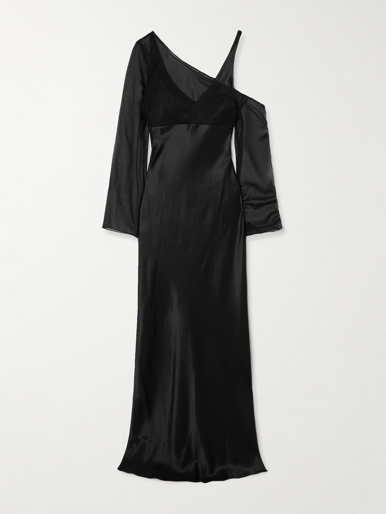 Beare Park Layered Silk-satin And Georgette Maxi Dress In Black