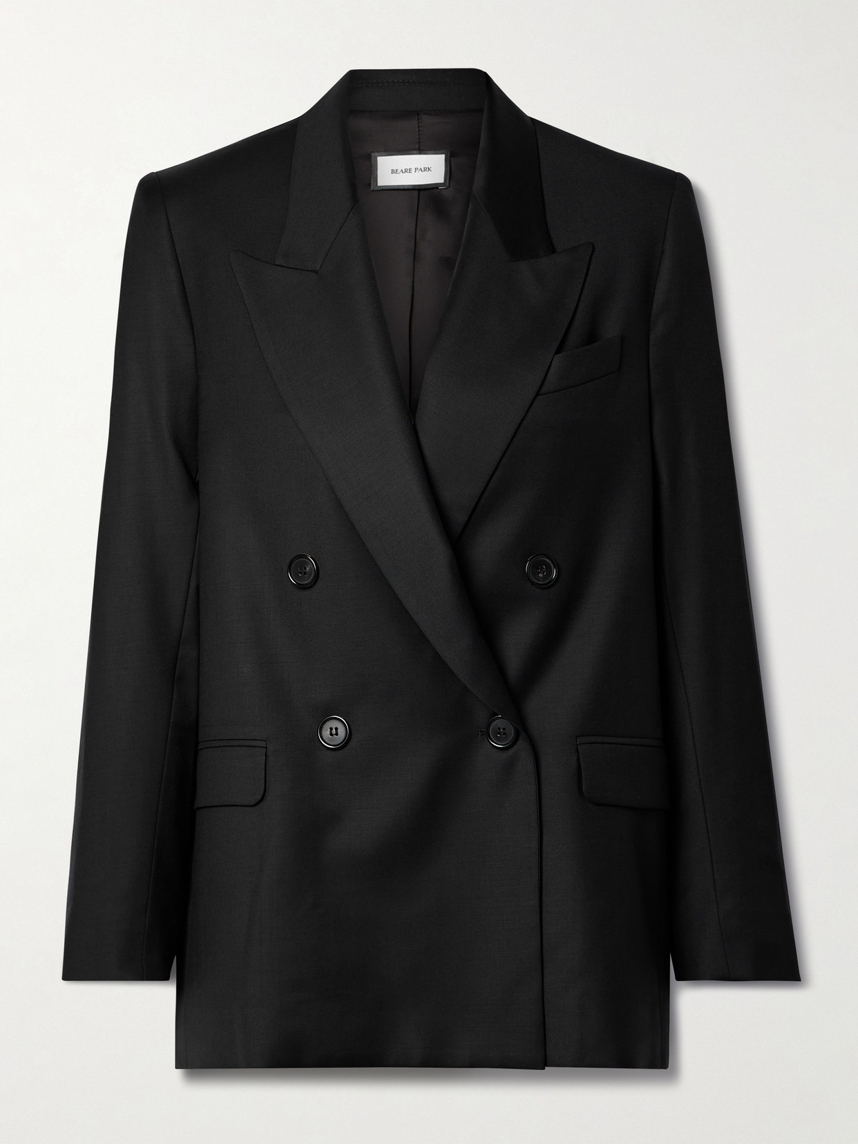 BEARE PARK - Double-breasted Wool-twill Blazer - Black