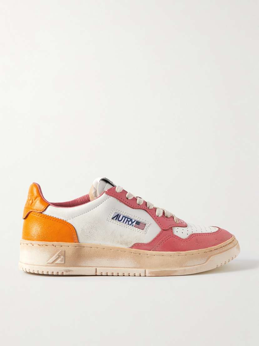 Autry Super Vintage Distressed Leather Sneakers