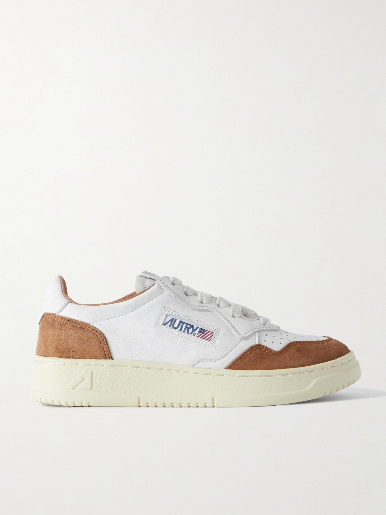 Autry Medalist Low Suede-trimmed Leather Sneakers In White