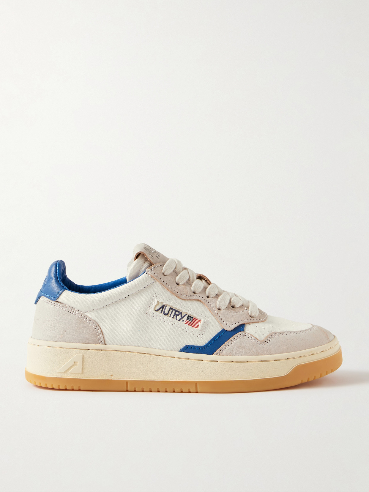 Autry Medalist Low Leather-trimmed Canvas Sneakers - Blue