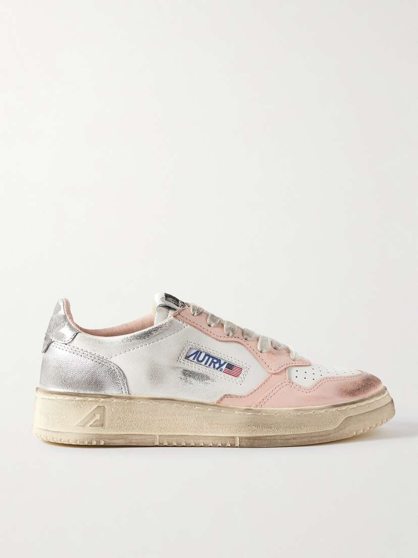 Autry Super Vintage Distressed Leather Sneakers