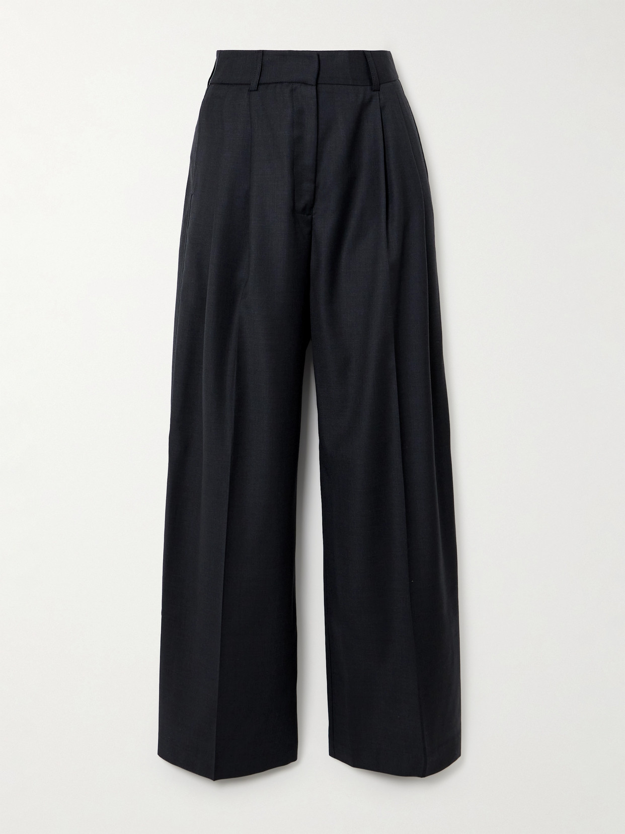 Beare Park Pleated Wool-twill Wide-leg Pants In Gray